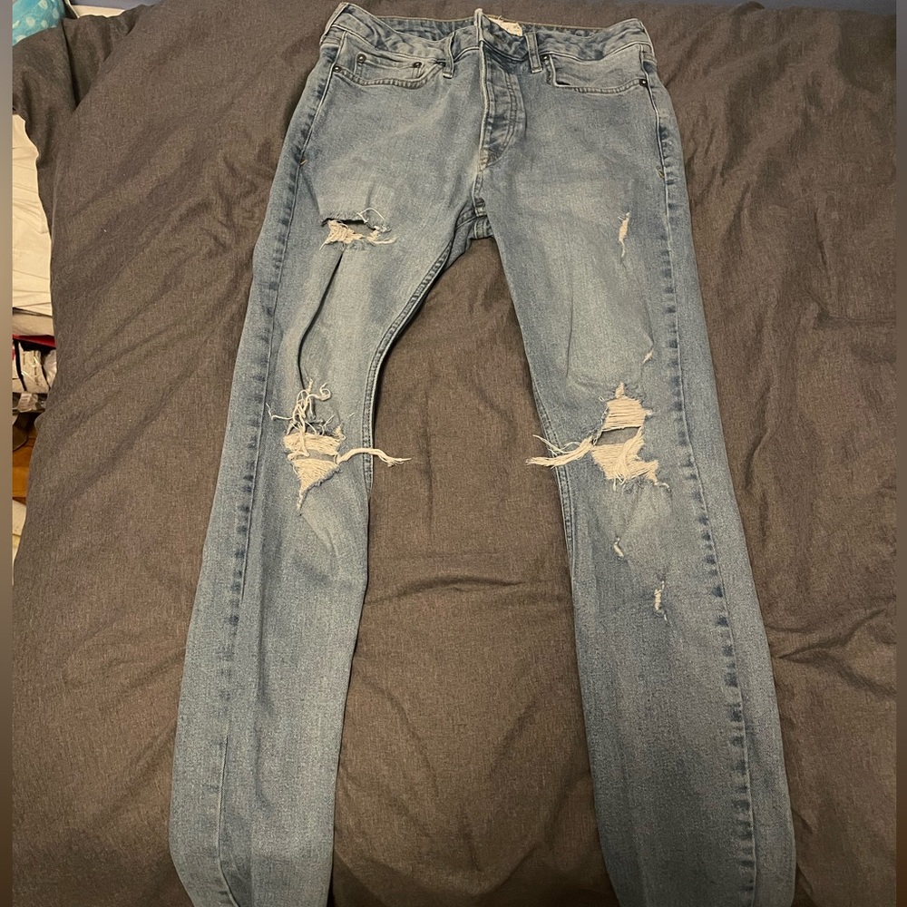 Topman stretch skinny ripped jeans